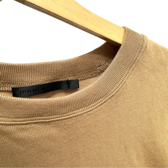 Jenni Kayne XL Drop Shoulder Top Light Sweater Boyfriend Tee Camel Cotton Knit - Picture 8 of 8